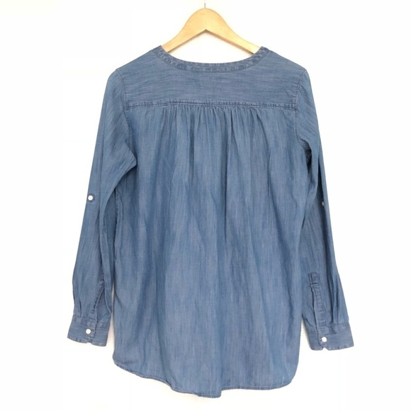 LOFT Chambray 'The Softened' 1/2 Button Front Top - Picture 3 of 8